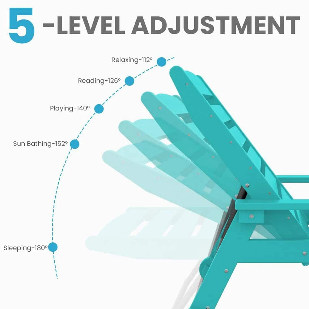 HDPE Aruba Blue Adjustable Outdoor Lounge Chair (1-Pack) 3 HDPE Aruba Blue Adjustable Outdoor Lounge Chair (1-Pack) - Image 3