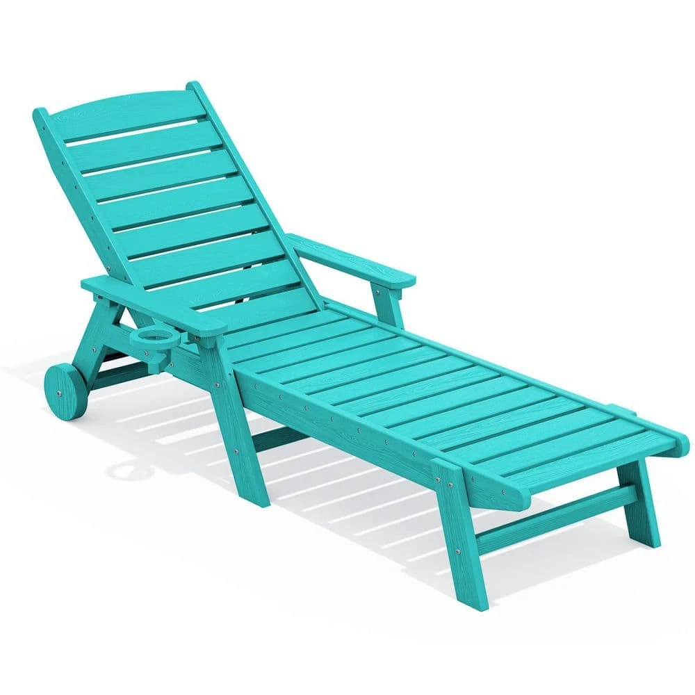 HDPE Aruba Blue Adjustable Outdoor Lounge Chair (1-Pack) 1 HDPE Aruba Blue Adjustable Outdoor Lounge Chair (1-Pack)