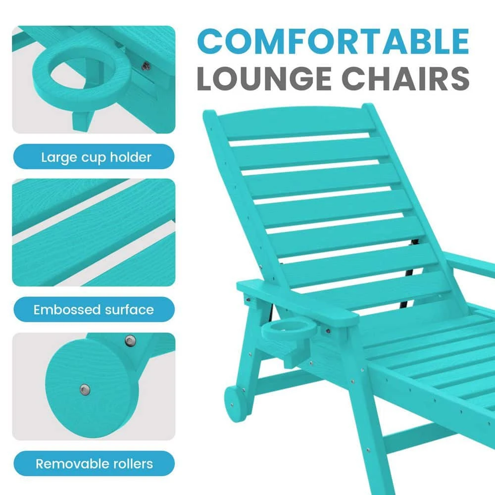 HDPE Aruba Blue Adjustable Outdoor Lounge Chair (1-Pack) 6 HDPE Aruba Blue Adjustable Outdoor Lounge Chair (1-Pack) - Image 6