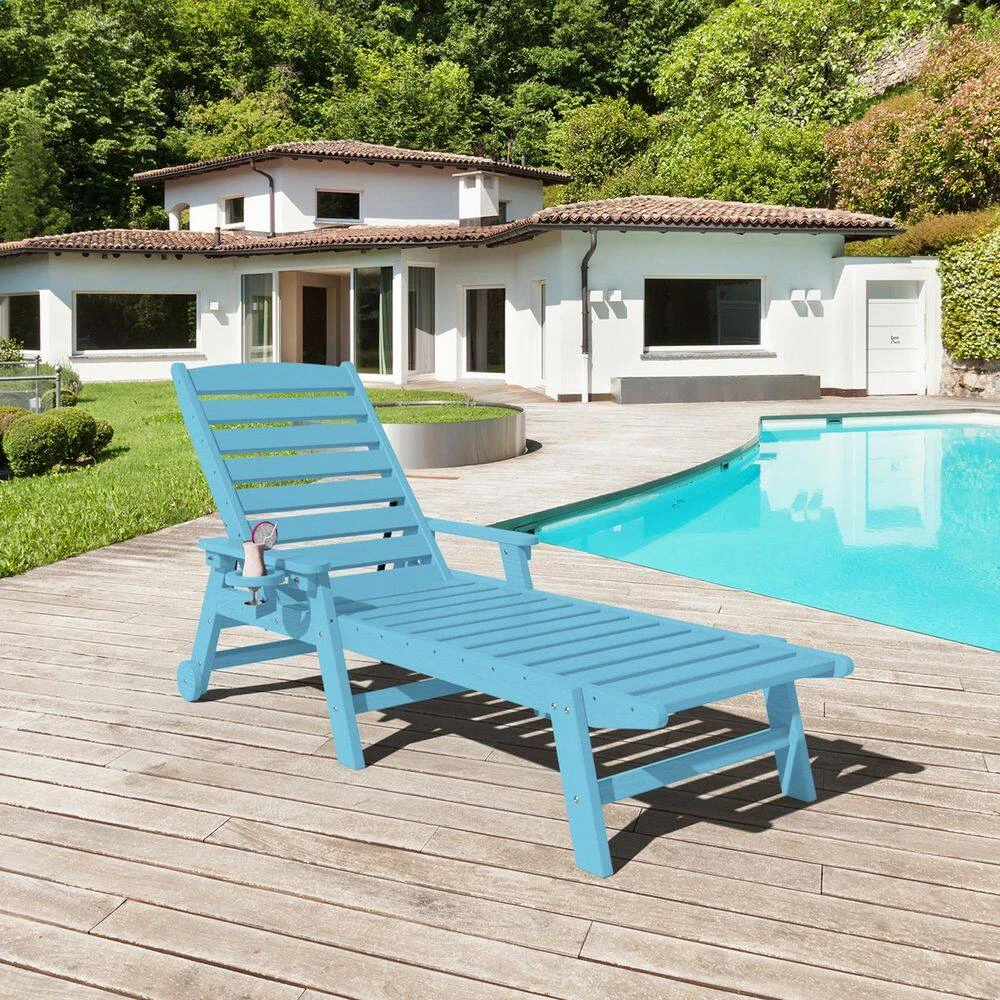 HDPE Light Blue Adjustable Outdoor Lounge Chair (1-Pack) 7 HDPE Light Blue Adjustable Outdoor Lounge Chair (1-Pack) - Image 7
