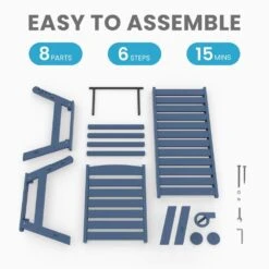 HDPE Navy Adjustable Outdoor Lounge Chair (1-Pack) -More Furniture Store outdoor lounge chairs pelc hd na 1f 1000