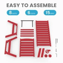 HDPE Red Adjustable Outdoor Lounge Chair (1-Pack) 10 HDPE Red Adjustable Outdoor Lounge Chair (1-Pack) -More Furniture Store outdoor lounge chairs pelc hd rd 1f 1000