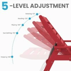 HDPE Red Adjustable Outdoor Lounge Chair (1-Pack) 9 HDPE Red Adjustable Outdoor Lounge Chair (1-Pack) -More Furniture Store outdoor lounge chairs pelc hd rd 4f 1000