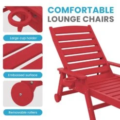 HDPE Red Adjustable Outdoor Lounge Chair (1-Pack) 12 HDPE Red Adjustable Outdoor Lounge Chair (1-Pack) -More Furniture Store outdoor lounge chairs pelc hd rd fa 1000