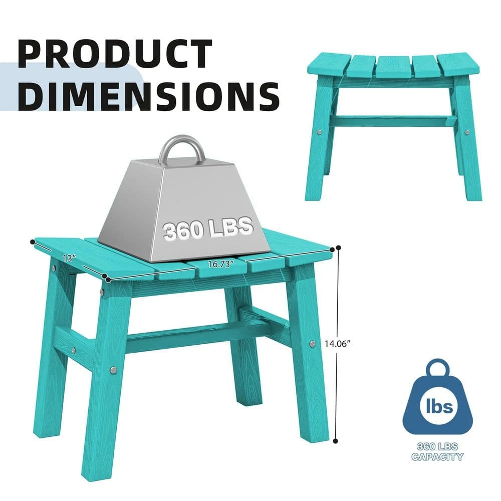 HDPE Aruba Blue Plastic Outdoor Ottoman (1-Pack) 4 HDPE Aruba Blue Plastic Outdoor Ottoman (1-Pack) - Image 4