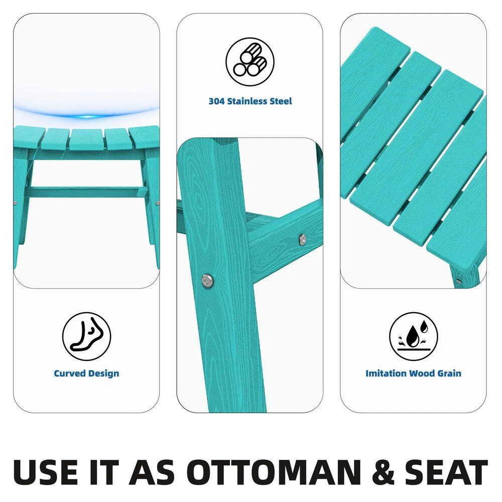 HDPE Aruba Blue Plastic Outdoor Ottoman (1-Pack) 5 HDPE Aruba Blue Plastic Outdoor Ottoman (1-Pack) - Image 5