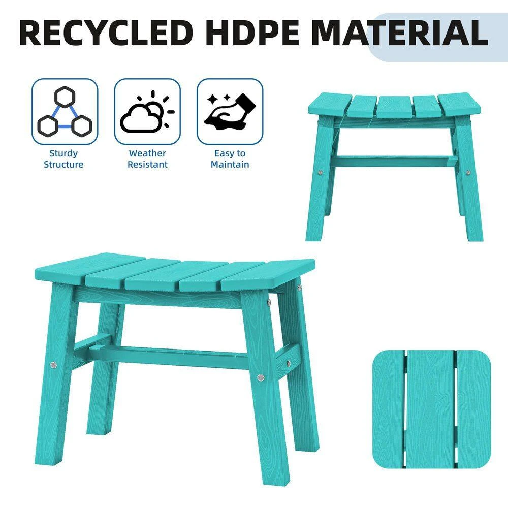 HDPE Aruba Blue Plastic Outdoor Ottoman (1-Pack) 6 HDPE Aruba Blue Plastic Outdoor Ottoman (1-Pack) - Image 6