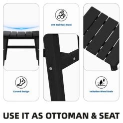 HDPE Black Plastic Outdoor Ottoman (1-Pack) -More Furniture Store outdoor ottomans peotm hd bk 1f 1000