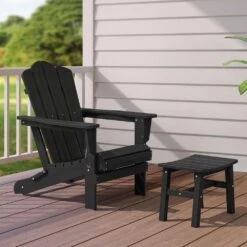 HDPE Black Plastic Outdoor Ottoman (1-Pack) -More Furniture Store outdoor ottomans peotm hd bk fa 1000