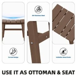 HDPE Brown Plastic Outdoor Ottoman (1-Pack) -More Furniture Store outdoor ottomans peotm hd br 1f 1000