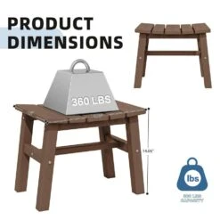 HDPE Brown Plastic Outdoor Ottoman (1-Pack) -More Furniture Store outdoor ottomans peotm hd br 4f 1000