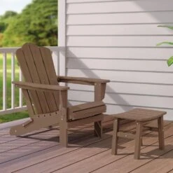 HDPE Brown Plastic Outdoor Ottoman (1-Pack) -More Furniture Store outdoor ottomans peotm hd br fa 1000