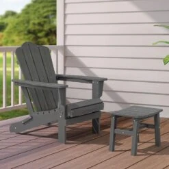 HDPE Gray Plastic Outdoor Ottoman (1-Pack) -More Furniture Store outdoor ottomans peotm hd gy 76 1000