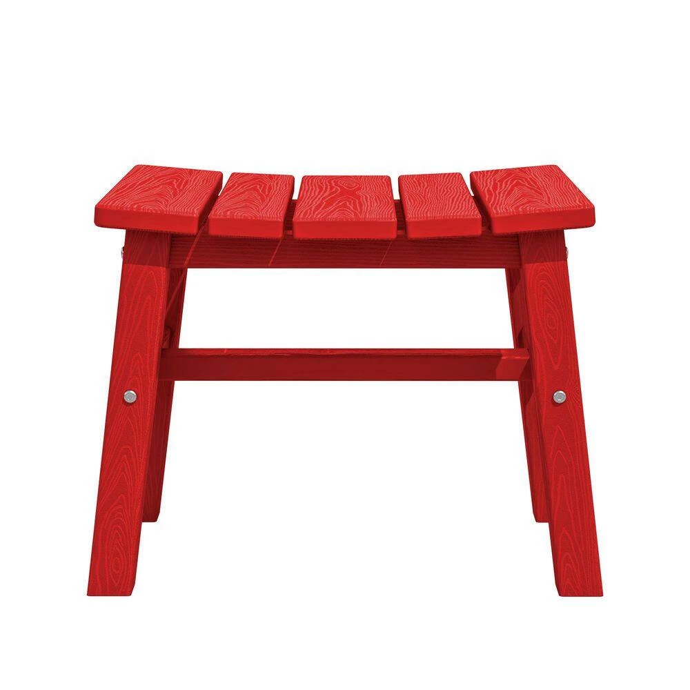 HDPE Bright Red Plastic Outdoor Ottoman (1-Pack) 2 HDPE Bright Red Plastic Outdoor Ottoman (1-Pack) - Image 2