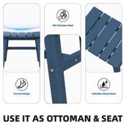 HDPE Navy Plastic Outdoor Ottoman (1-Pack) -More Furniture Store outdoor ottomans peotm hd ny 44 1000