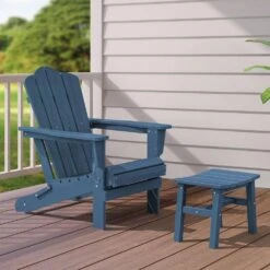 HDPE Navy Plastic Outdoor Ottoman (1-Pack) -More Furniture Store outdoor ottomans peotm hd ny 76 1000