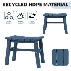 HDPE Navy Plastic Outdoor Ottoman (1-Pack) -More Furniture Store outdoor ottomans peotm hd ny fa 1000
