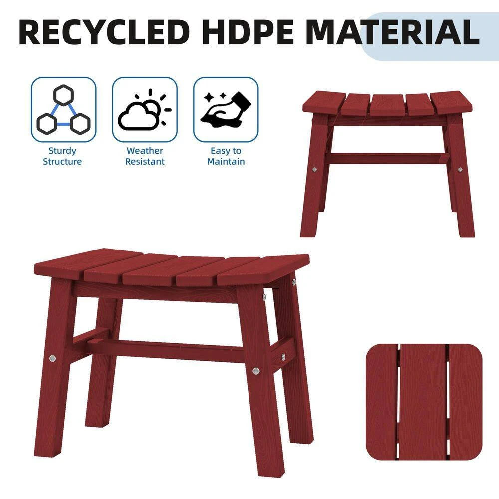 HDPE Dark Red Plastic Outdoor Ottoman (1-Pack) 6 HDPE Dark Red Plastic Outdoor Ottoman (1-Pack) - Image 6