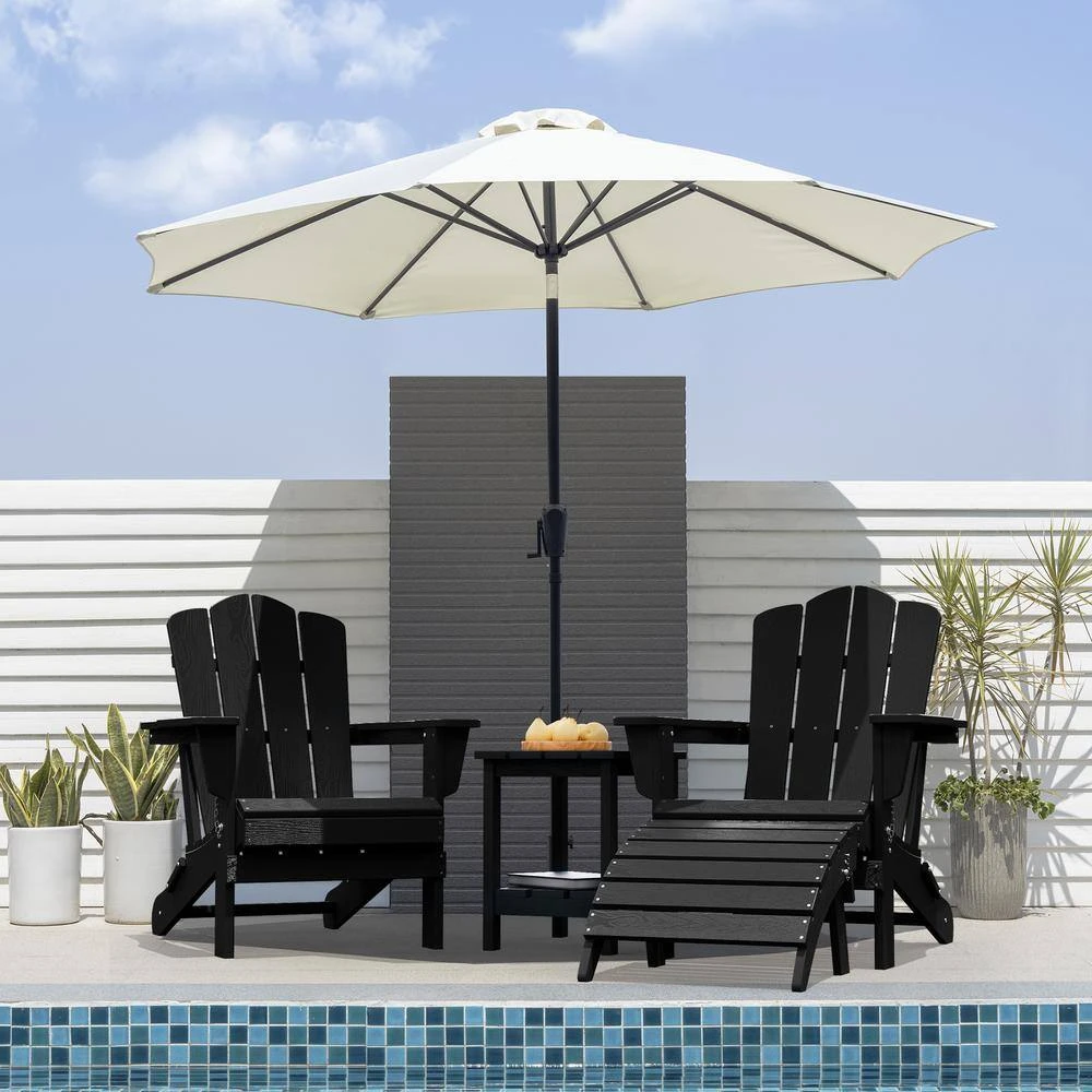 HDPE Folding Plastic Outdoor Ottoman For Adirondack In Black 8 HDPE Folding Plastic Outdoor Ottoman For Adirondack In Black - Image 8