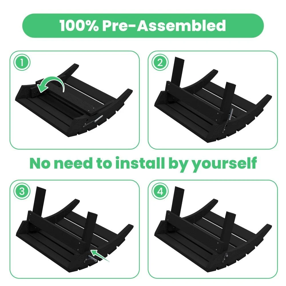 HDPE Folding Plastic Outdoor Ottoman For Adirondack In Black 7 HDPE Folding Plastic Outdoor Ottoman For Adirondack In Black - Image 7