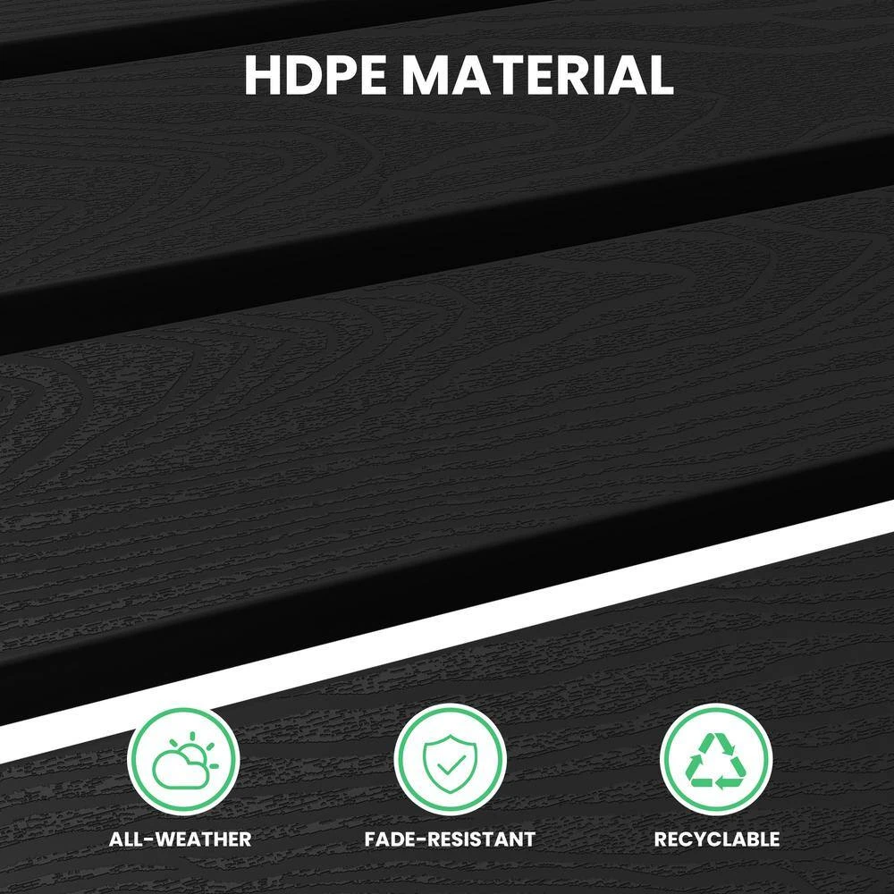 HDPE Folding Plastic Outdoor Ottoman For Adirondack In Black 6 HDPE Folding Plastic Outdoor Ottoman For Adirondack In Black - Image 6