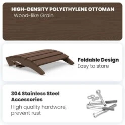 HDPE Folding Plastic Outdoor Ottoman For Adirondack In Brown -More Furniture Store outdoor ottomans pezdotm br 1f 1000