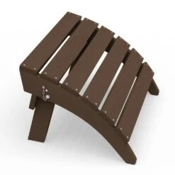 HDPE Folding Plastic Outdoor Ottoman For Adirondack In Brown