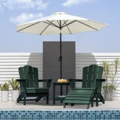 HDPE Folding Plastic Outdoor Ottoman For Adirondack In Dark Green -More Furniture Store outdoor ottomans pezdotm dg 31 1000