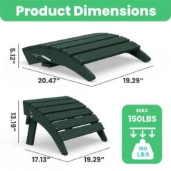 HDPE Folding Plastic Outdoor Ottoman For Adirondack In Dark Green -More Furniture Store outdoor ottomans pezdotm dg 44 1000