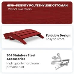 HDPE Folding Plastic Outdoor Ottoman For Adirondack In Burgandy -More Furniture Store outdoor ottomans pezdotm dr 1f 1000