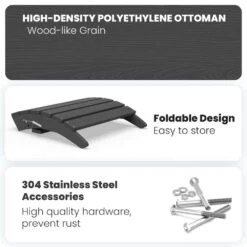 HDPE Folding Plastic Outdoor Ottoman For Adirondack In Gray 11 HDPE Folding Plastic Outdoor Ottoman For Adirondack In Gray -More Furniture Store outdoor ottomans pezdotm gy 1f 1000