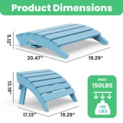 HDPE Folding Plastic Outdoor Ottoman For Adirondack In Light Blue -More Furniture Store outdoor ottomans pezdotm lb 44 1000