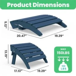 HDPE Folding Plastic Outdoor Ottoman For Adirondack In Navy -More Furniture Store outdoor ottomans pezdotm ny 44 1000