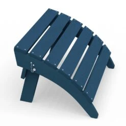 HDPE Folding Plastic Outdoor Ottoman For Adirondack In Navy