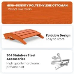 HDPE Folding Plastic Outdoor Ottoman For Adirondack In Orange -More Furniture Store outdoor ottomans pezdotm or 1f 1000