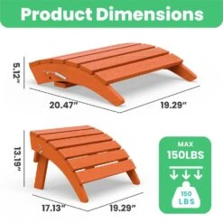 HDPE Folding Plastic Outdoor Ottoman For Adirondack In Orange -More Furniture Store outdoor ottomans pezdotm or 44 1000
