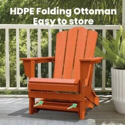 HDPE Folding Plastic Outdoor Ottoman For Adirondack In Orange -More Furniture Store outdoor ottomans pezdotm or 4f 1000