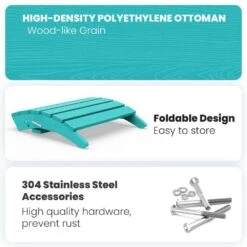 HDPE Folding Plastic Outdoor Ottoman For Adirondack In Peacock Blue -More Furniture Store outdoor ottomans pezdotm pb 1f 1000