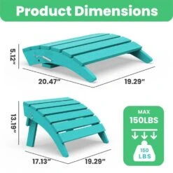 HDPE Folding Plastic Outdoor Ottoman For Adirondack In Peacock Blue -More Furniture Store outdoor ottomans pezdotm pb 44 1000