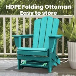 HDPE Folding Plastic Outdoor Ottoman For Adirondack In Peacock Blue -More Furniture Store outdoor ottomans pezdotm pb 4f 1000