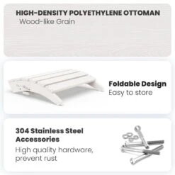 HDPE Folding Plastic Outdoor Ottoman For Adirondack In White 11 HDPE Folding Plastic Outdoor Ottoman For Adirondack In White -More Furniture Store outdoor ottomans pezdotm wt 1f 1000