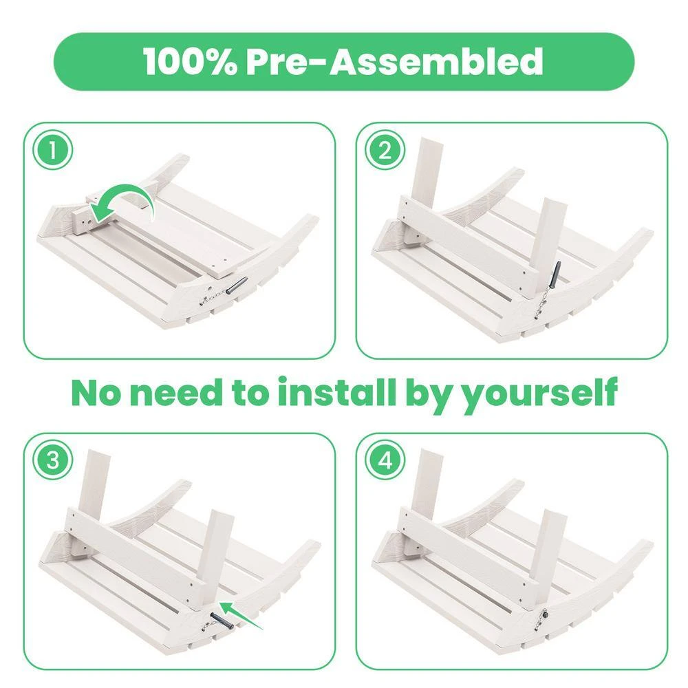 HDPE Folding Plastic Outdoor Ottoman For Adirondack In White 7 HDPE Folding Plastic Outdoor Ottoman For Adirondack In White - Image 7