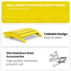 HDPE Folding Plastic Outdoor Ottoman For Adirondack In Yellow -More Furniture Store outdoor ottomans pezdotm ye 1f 1000