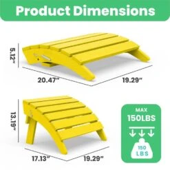 HDPE Folding Plastic Outdoor Ottoman For Adirondack In Yellow -More Furniture Store outdoor ottomans pezdotm ye 44 1000