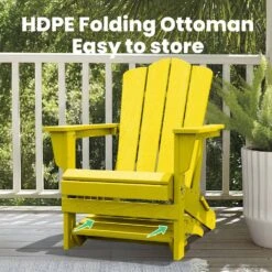 HDPE Folding Plastic Outdoor Ottoman For Adirondack In Yellow -More Furniture Store outdoor ottomans pezdotm ye 4f 1000