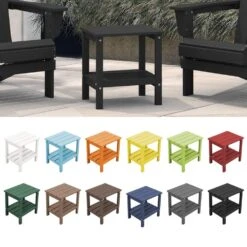 HDPE Adirondack Rectangle Plastic Outdoor Side Table In Black 10 HDPE Adirondack Rectangle Plastic Outdoor Side Table In Black -More Furniture Store outdoor side tables pscj black 1f 1000