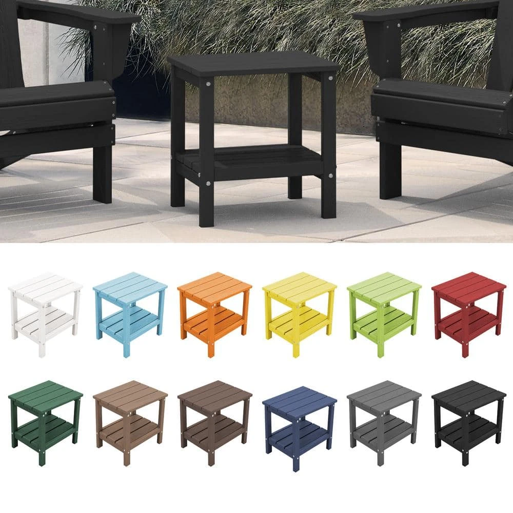 HDPE Adirondack Rectangle Plastic Outdoor Side Table In Black 5 HDPE Adirondack Rectangle Plastic Outdoor Side Table In Black - Image 5