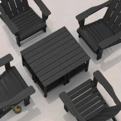 HDPE Adirondack Rectangle Plastic Outdoor Side Table In Black 9 HDPE Adirondack Rectangle Plastic Outdoor Side Table In Black -More Furniture Store outdoor side tables pscj black 4f 1000