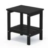 HDPE Adirondack Rectangle Plastic Outdoor Side Table In Black