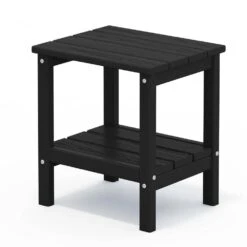 HDPE Adirondack Rectangle Plastic Outdoor Side Table In Black